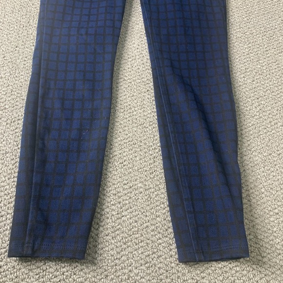 SPANX Sara Blakely Womens Leggings Size Medium Blue Checkered Skinny Pull On - Picture 3 of 12
